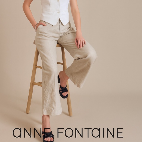 🏷️ NWT Anne Fontaine Linen High Waisted Wide Leg Pants  🇫🇷. - Picture 1 of 14